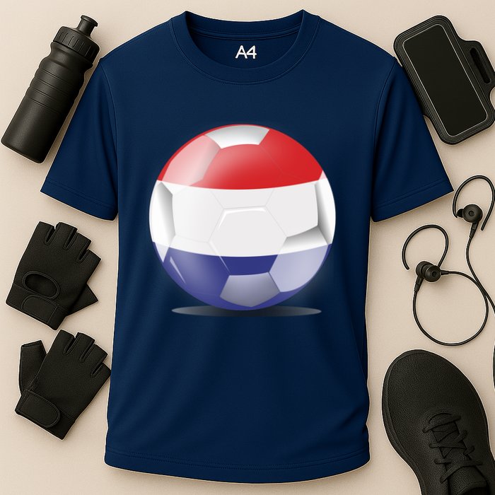 Soccer Ball Country Flag Netherlands Cooling Performance Crew T-Shirt