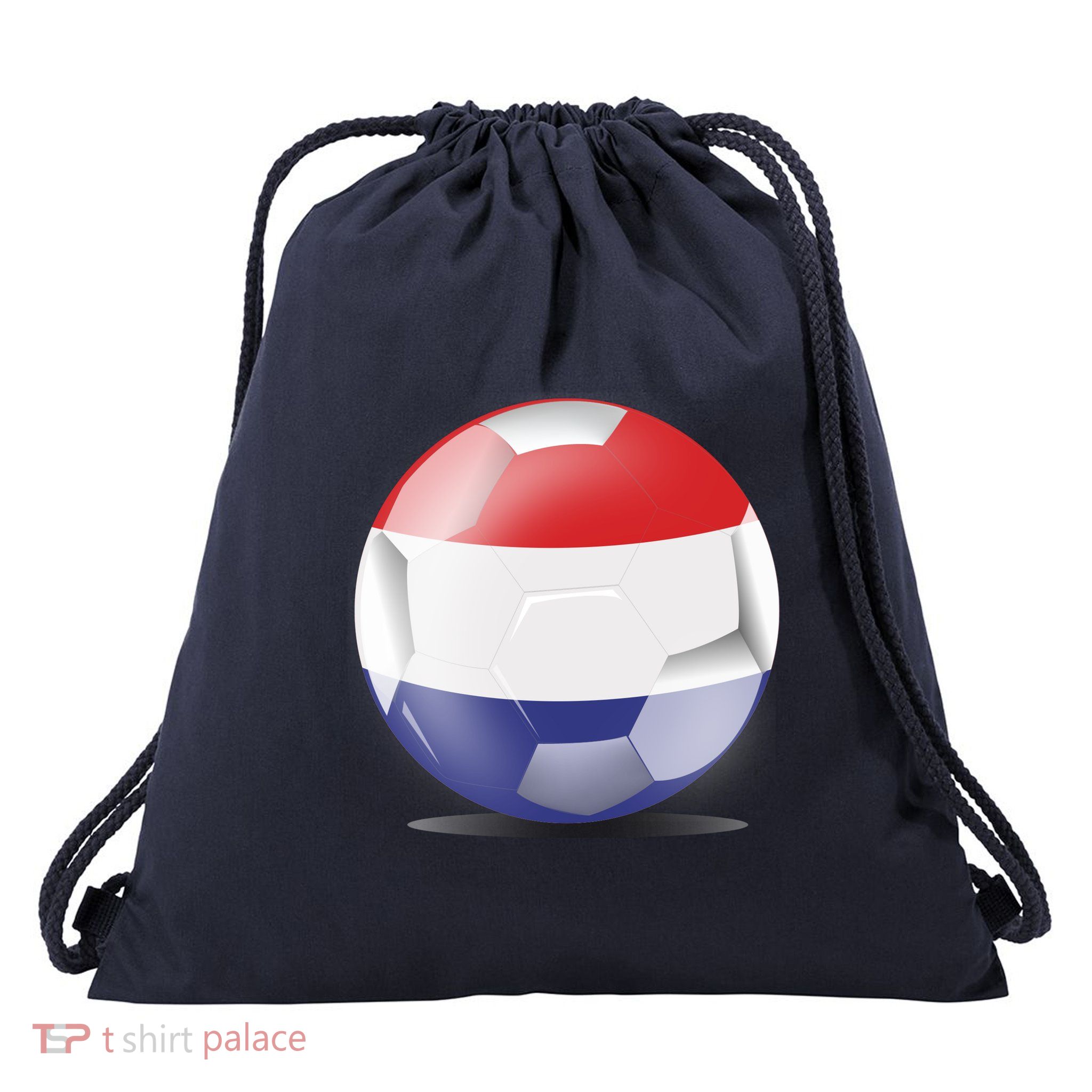 Soccer Ball Country Flag Netherlands Drawstring Bag