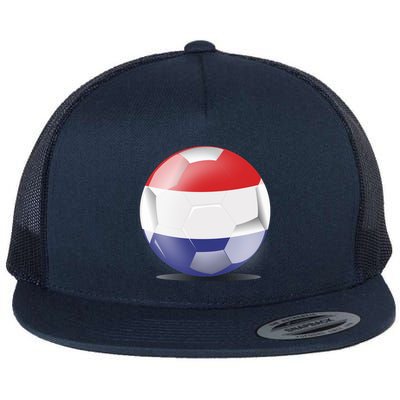 Soccer Ball Country Flag Netherlands Flat Bill Trucker Hat