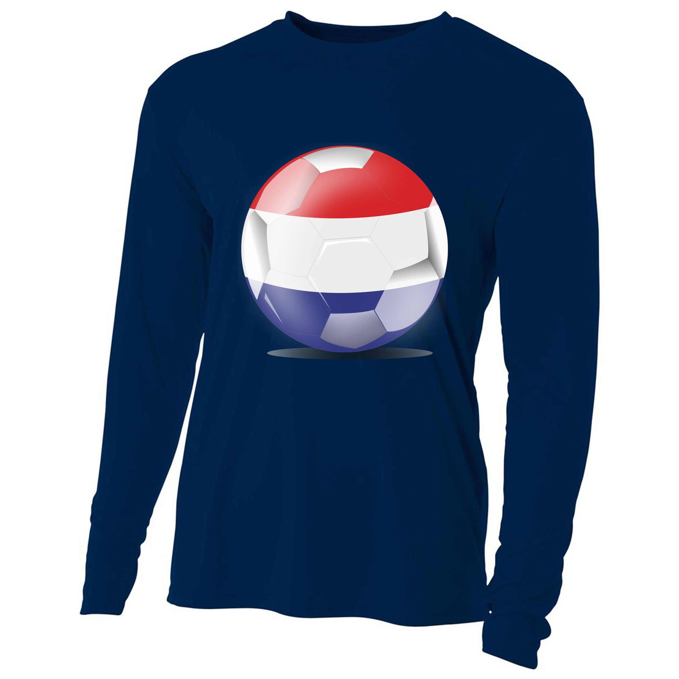 Soccer Ball Country Flag Netherlands Cooling Performance Long Sleeve Crew