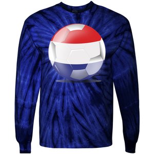 Soccer Ball Country Flag Netherlands Tie-Dye Long Sleeve Shirt