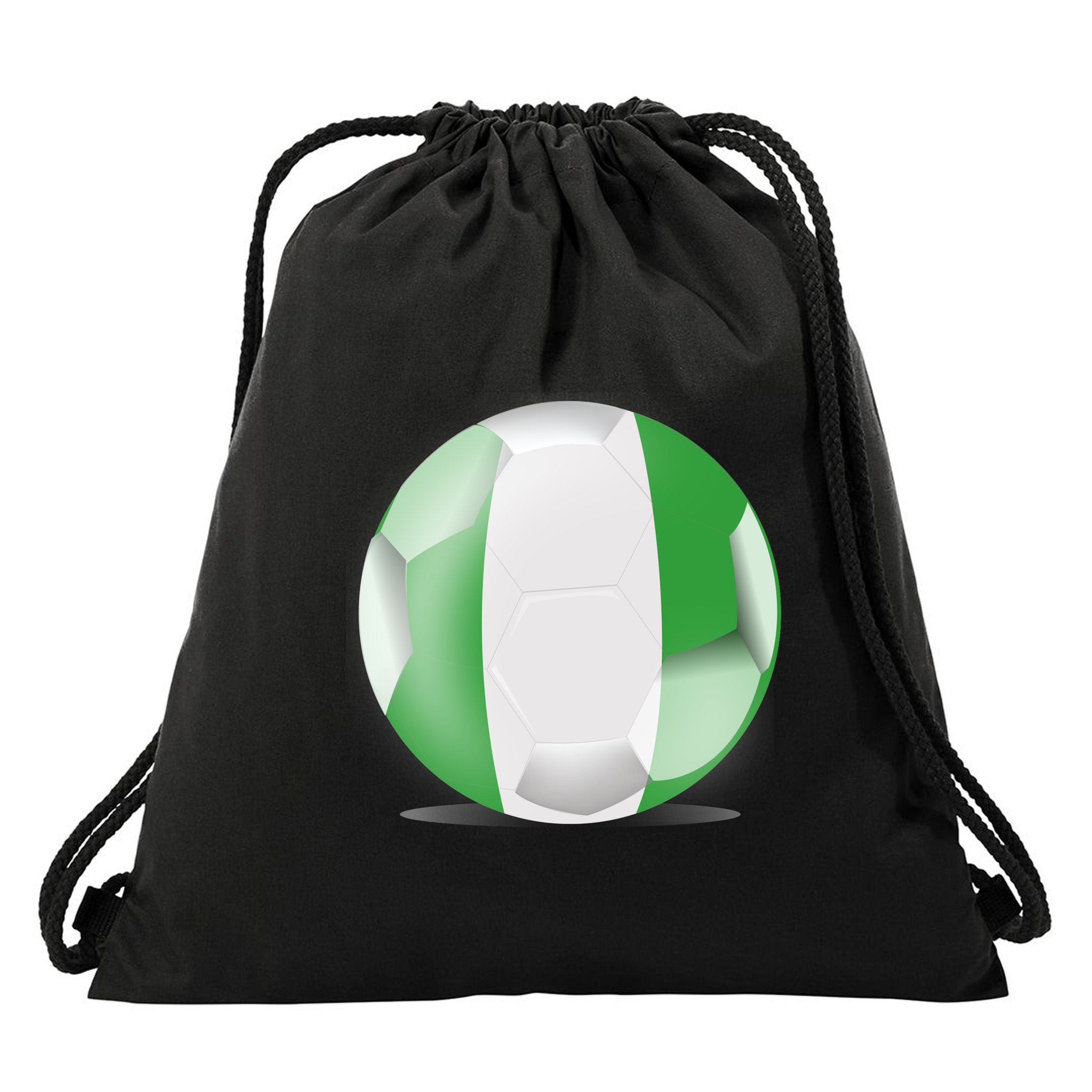 Soccer Ball Country Flag Nigeria Drawstring Bag