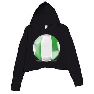 Soccer Ball Country Flag Nigeria Crop Fleece Hoodie