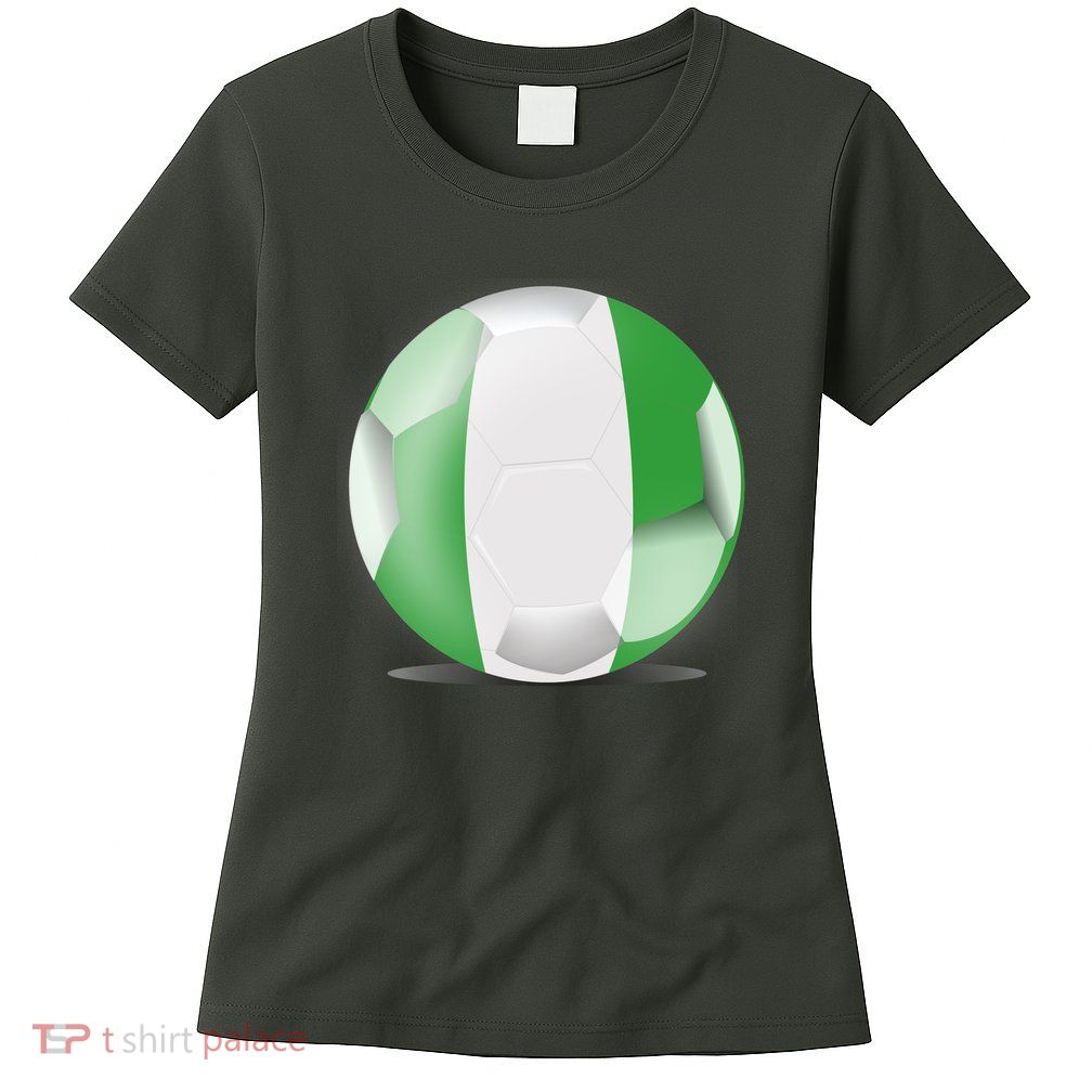 Soccer Ball Country Flag Nigeria Womens T-Shirt