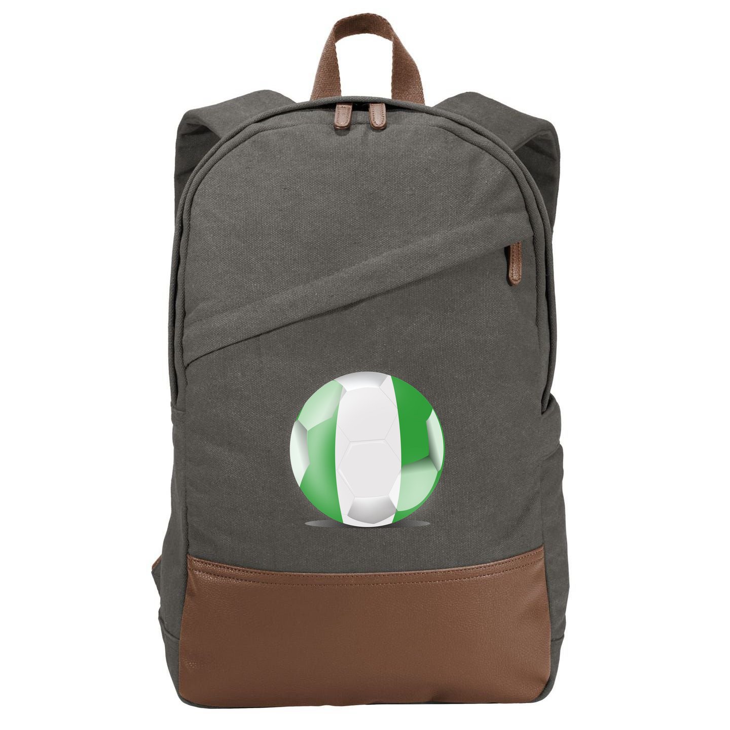 Soccer Ball Country Flag Nigeria Cotton Canvas Backpack