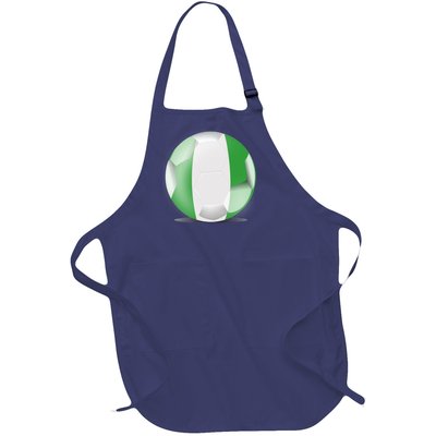 Soccer Ball Country Flag Nigeria Full-Length Apron With Pockets