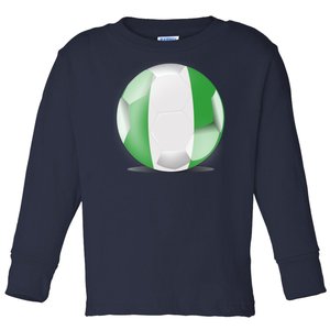 Soccer Ball Country Flag Nigeria Toddler Long Sleeve Shirt