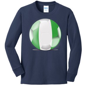 Soccer Ball Country Flag Nigeria Kids Long Sleeve Shirt