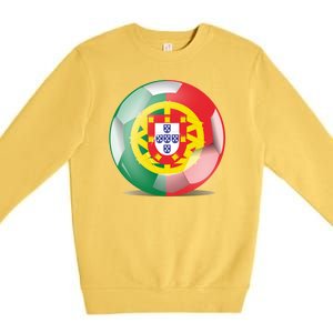 Soccer Ball Country Flag Portugal Premium Crewneck Sweatshirt