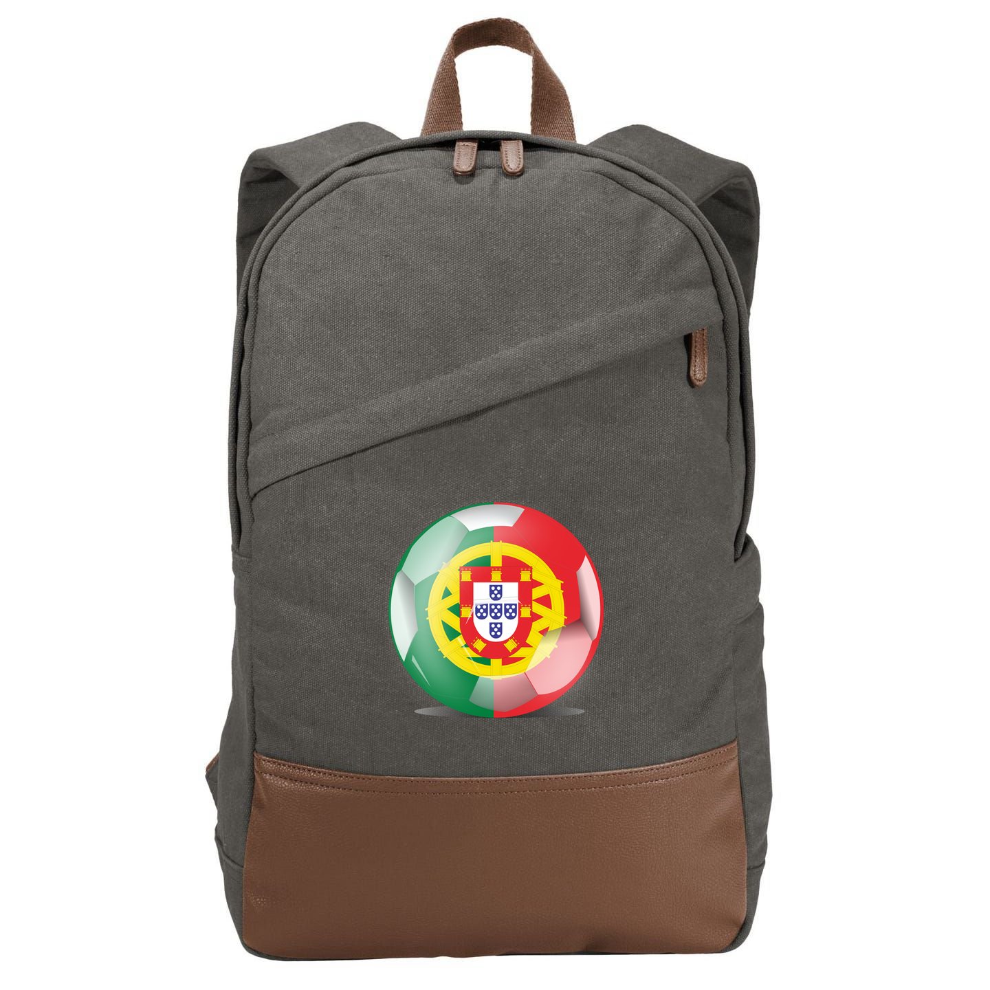 Soccer Ball Country Flag Portugal Cotton Canvas Backpack