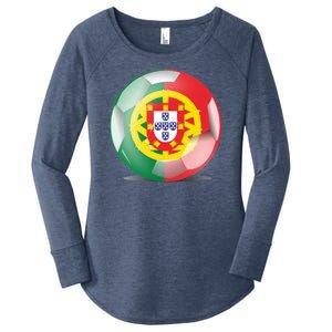 Soccer Ball Country Flag Portugal Women's Perfect Tri Tunic Long Sleeve Shirt