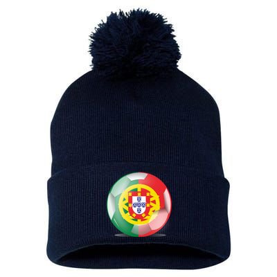 Soccer Ball Country Flag Portugal Pom Pom 12in Knit Beanie