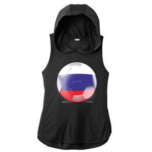 Soccer Ball Country Flag Russia Ladies PosiCharge Tri-Blend Wicking Draft Hoodie Tank