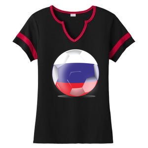 Soccer Ball Country Flag Russia Ladies Halftime Notch Neck Tee