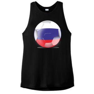 Soccer Ball Country Flag Russia Ladies PosiCharge Tri-Blend Wicking Tank