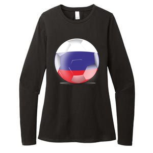 Soccer Ball Country Flag Russia Womens CVC Long Sleeve Shirt