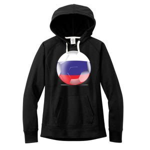 Soccer Ball Country Flag Russia Women's Fleece Hoodie