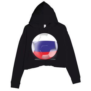 Soccer Ball Country Flag Russia Crop Fleece Hoodie