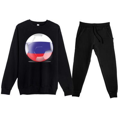 Soccer Ball Country Flag Russia Premium Crewneck Sweatsuit Set