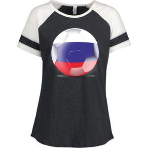 Soccer Ball Country Flag Russia Enza Ladies Jersey Colorblock Tee