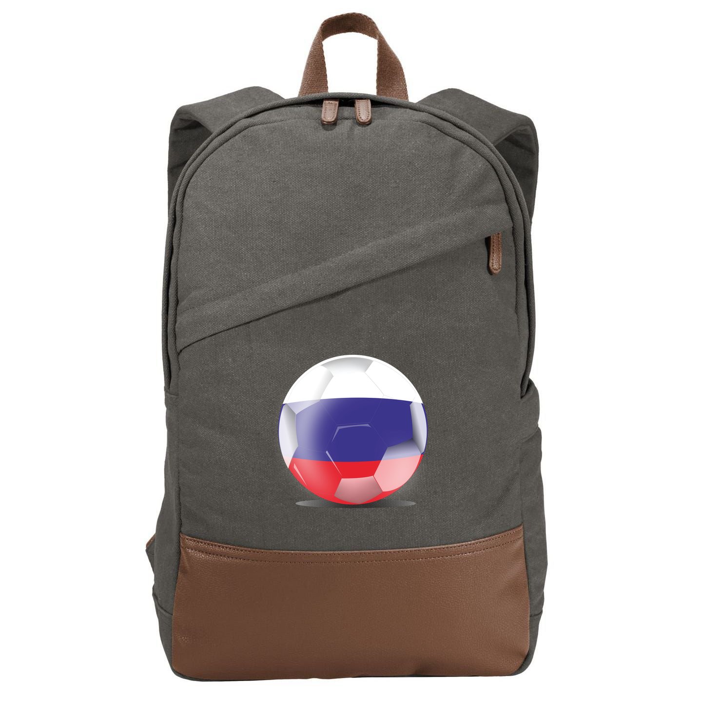 Soccer Ball Country Flag Russia Cotton Canvas Backpack