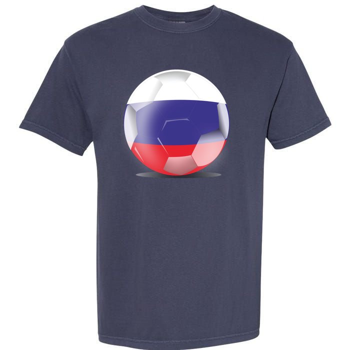 Soccer Ball Country Flag Russia Garment-Dyed Heavyweight T-Shirt