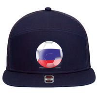 Soccer Ball Country Flag Russia 7 Panel Mesh Trucker Snapback Hat