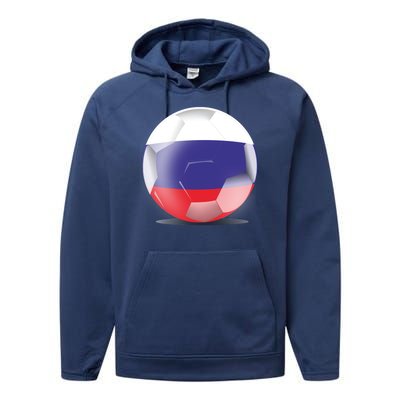 Soccer Ball Country Flag Russia Performance Fleece Hoodie