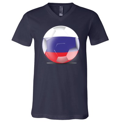 Soccer Ball Country Flag Russia V-Neck T-Shirt