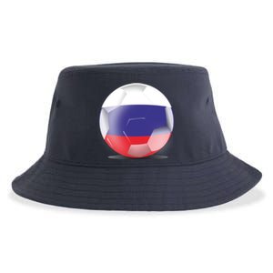 Soccer Ball Country Flag Russia Sustainable Bucket Hat