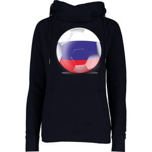 Soccer Ball Country Flag Russia Womens Funnel Neck Pullover Hood