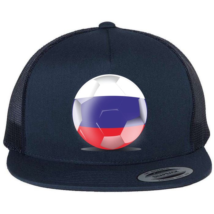 Soccer Ball Country Flag Russia Flat Bill Trucker Hat