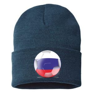 Soccer Ball Country Flag Russia Sustainable Knit Beanie