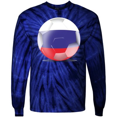 Soccer Ball Country Flag Russia Tie-Dye Long Sleeve Shirt