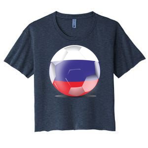 Soccer Ball Country Flag Russia Women's Crop Top Tee