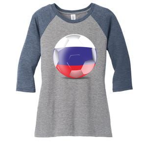 Soccer Ball Country Flag Russia Women's Tri-Blend 3/4-Sleeve Raglan Shirt