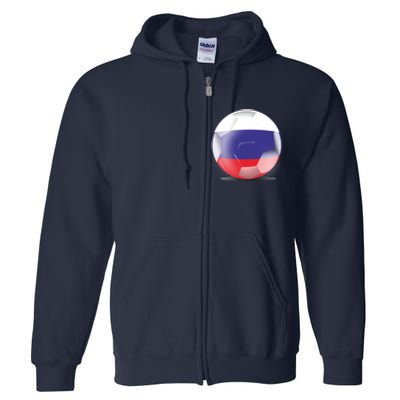 Soccer Ball Country Flag Russia Full Zip Hoodie