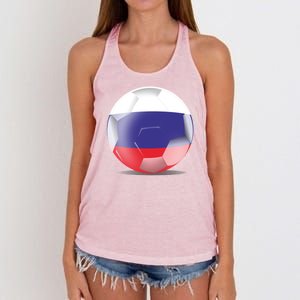 Soccer Ball Country Flag Russia Women's Knotted Racerback Tank