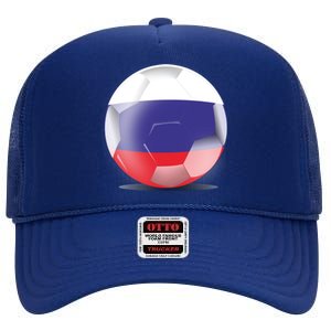 Soccer Ball Country Flag Russia High Crown Mesh Back Trucker Hat