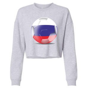 Soccer Ball Country Flag Russia Cropped Pullover Crew