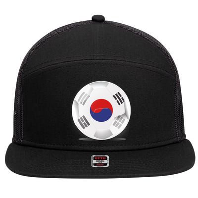 Soccer Ball Country Flag South Korea 7 Panel Mesh Trucker Snapback Hat