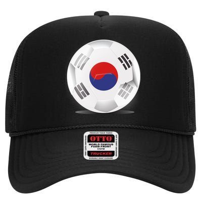 Soccer Ball Country Flag South Korea High Crown Mesh Back Trucker Hat