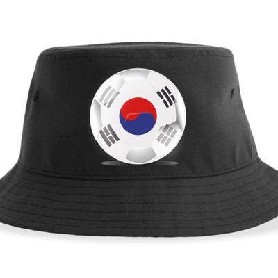 Soccer Ball Country Flag South Korea Sustainable Bucket Hat