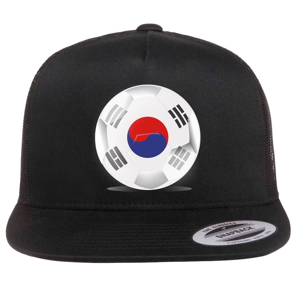 Soccer Ball Country Flag South Korea Flat Bill Trucker Hat