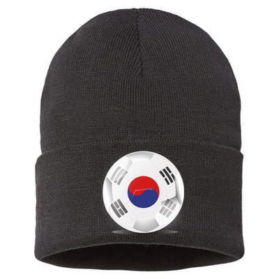 Soccer Ball Country Flag South Korea Sustainable Knit Beanie