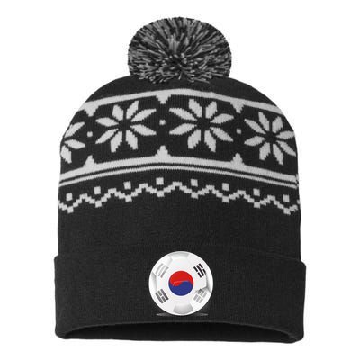 Soccer Ball Country Flag South Korea USA-Made Snowflake Beanie