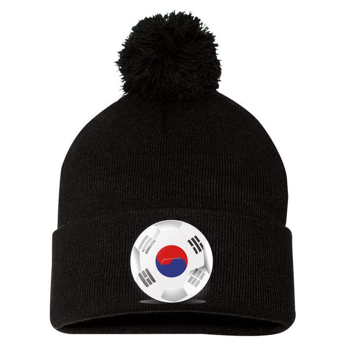 Soccer Ball Country Flag South Korea Pom Pom 12in Knit Beanie