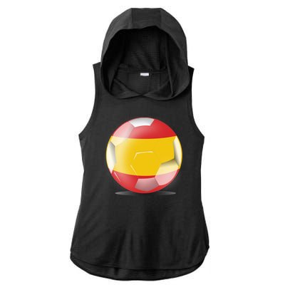 Soccer Ball Country Flag Spain Ladies PosiCharge Tri-Blend Wicking Draft Hoodie Tank