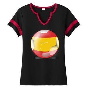 Soccer Ball Country Flag Spain Ladies Halftime Notch Neck Tee