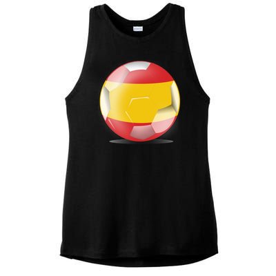 Soccer Ball Country Flag Spain Ladies PosiCharge Tri-Blend Wicking Tank